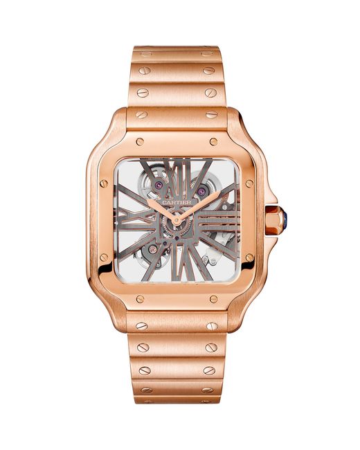 Cartier Metallic Large Santos De Skeleton Watch for men