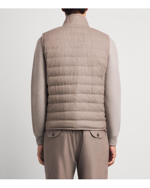 FIORONI CASHMERE Brown Virgin Wool Reversible Gilet for men