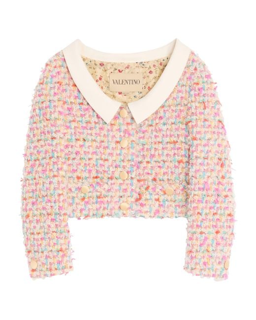 Valentino Pink Tweed Cropped Jacket