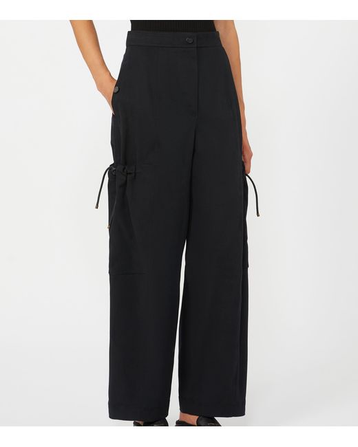 Max Mara Black Stretch-Cotton Cargo Trousers