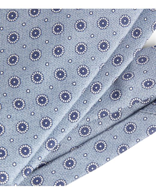 Corneliani Blue Silk Geometric Print Tie for men