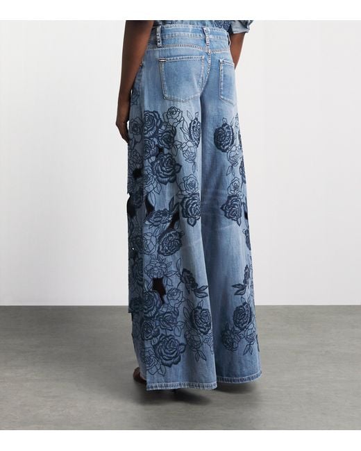Alice + Olivia Blue Sidney Laser-Cut Jeans