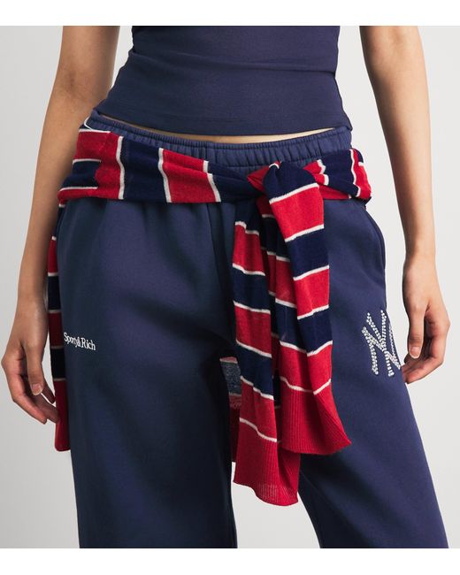 Sporty & Rich Blue X The New York Yankees Embellished Sweatpants