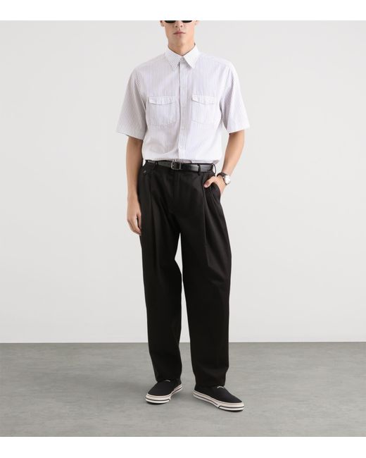 Dolce & Gabbana Black Cotton-Blend Wide-Leg Tailored Trousers for men