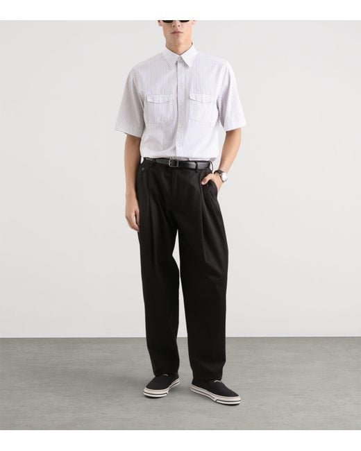 Dolce & Gabbana Black Cotton-Blend Wide-Leg Tailored Trousers for men