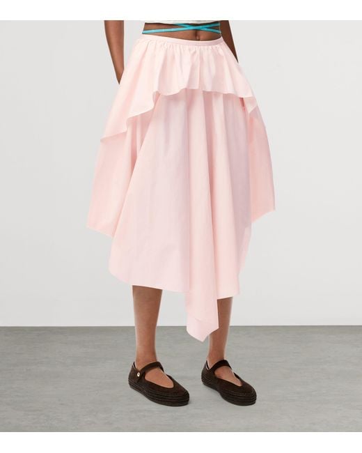 Loewe Pink X Paula's Ibiza Cotton Draped Midi Skirt