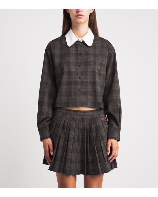 Sandro Black Check Contrast-Collar Shirt