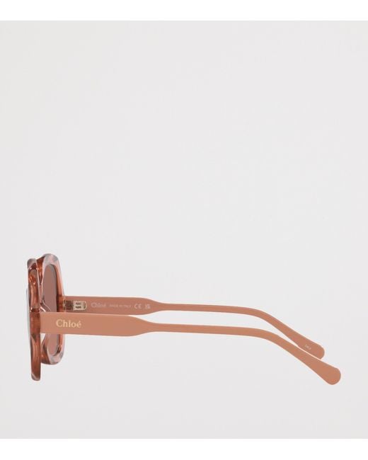 Chloé Pink Acetate Olivia Rectangle Sunglasses
