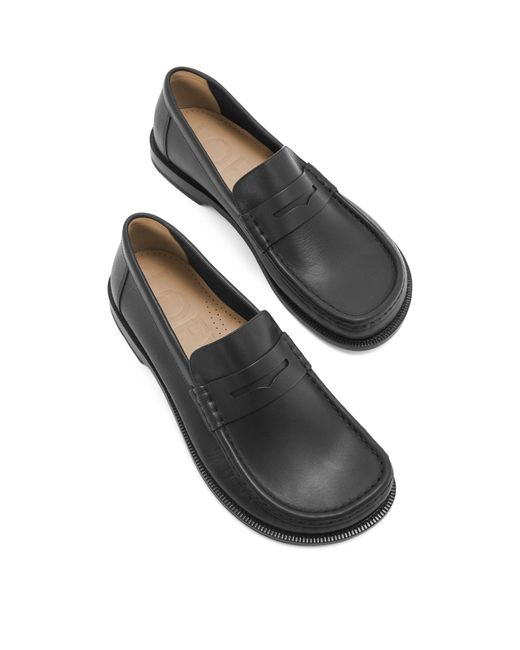 Loewe Black Leather Campo Loafers for men