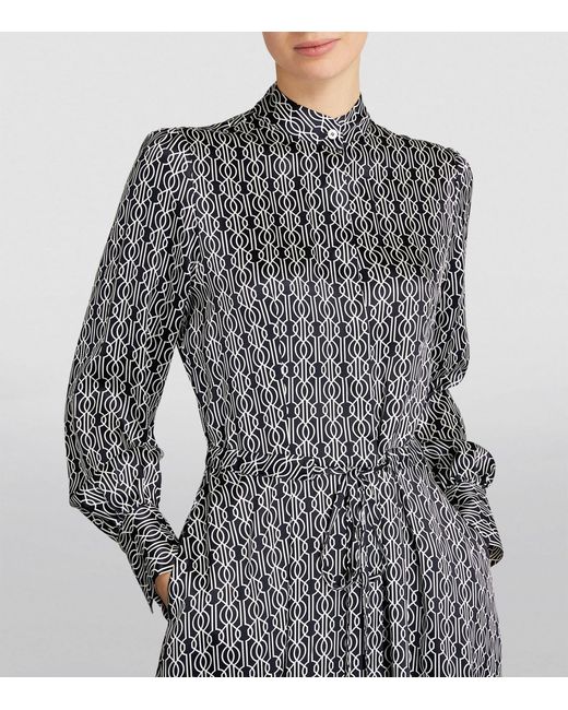 Kiton Gray Silk Printed Midi Dress