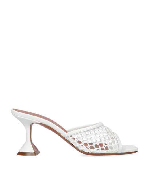 AMINA MUADDI White Leather Lupita Net Mules 70