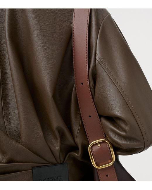 Loewe Brown Calfskin Draped Bomber Jacket