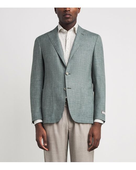 Canali Gray Wool-Silk-Linen Unlined Blazer for men