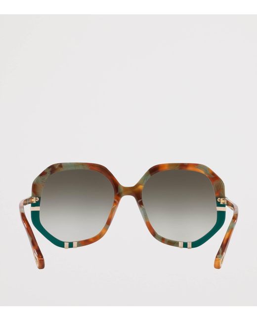 Chloé Brown Chunky Ocatagonal Sunglasses