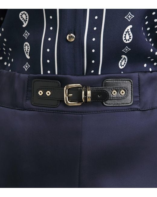 Maje Blue Satin Belted Shorts