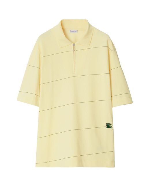 Burberry Yellow Cotton Striped Polo Shirt for men