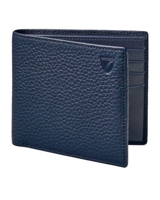 Aspinal Blue Classic Billfold Leather Wallet for men