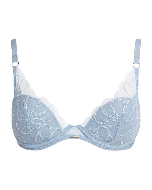 Chantelle Blue Fleurs Plunge T-Shirt Bra