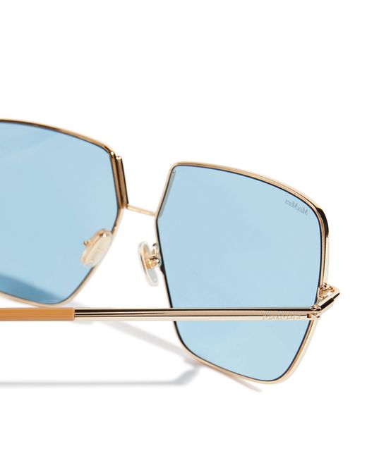 Max Mara Blue Metal Oversized Sunglasses