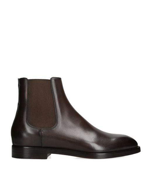 Zegna Brown Leather Torino Chelsea Boots for men