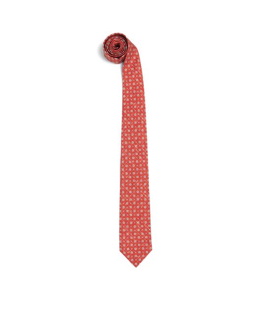 Isaia Red Silk Floral Tie for men