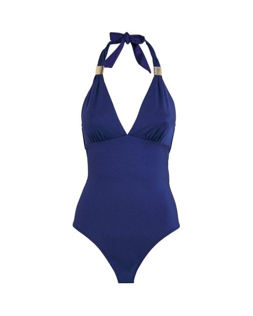Heidi Klein Blue Slider Halterneck Beau Soleil Swimsuit