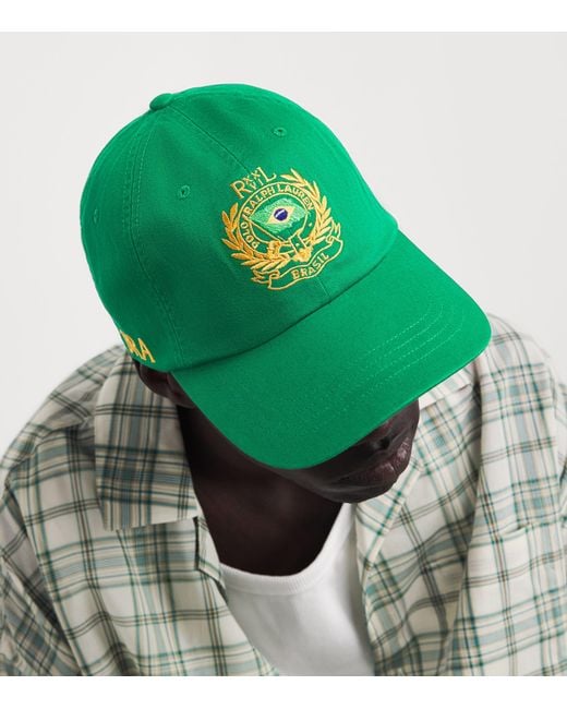 Polo Ralph Lauren Green Cotton Twill Brazil Crest Baseball Cap for men