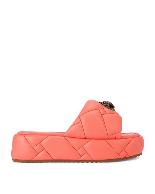 Kurt Geiger Pink Kensington Puff Flatform Slides