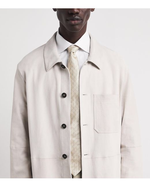 Emporio Armani White Silk Jacquard Tie for men