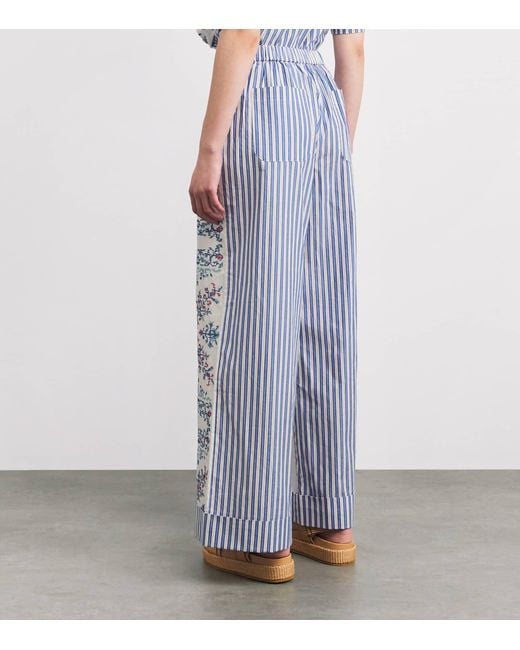 Claudie Pierlot Blue Cotton Embroidered Trousers