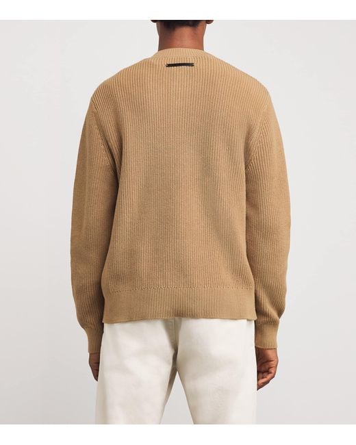 7 For All Mankind Brown Cotton Henley Sweatshirt for men