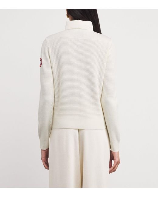 Canada Goose White Ivory Hybridge Knitted Jacket<Br