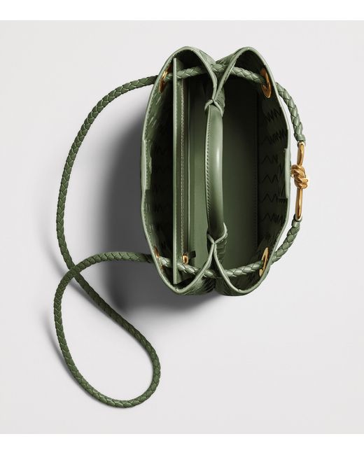 Bottega Veneta Green Small Suede Andiamo Top-Handle Bag