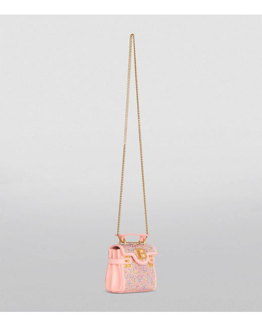 Balmain Pink Suede Mini B-buzz Top-handle Bag