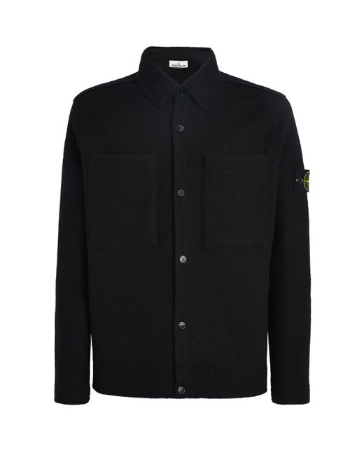 Stone Island Black Virgin Wool Felt Overshirt for men