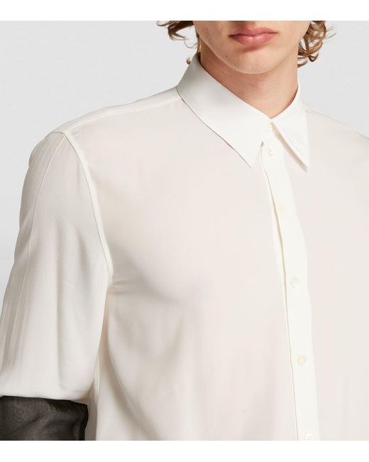Helmut Lang White Silk Constrast-sleeve Shirt for men