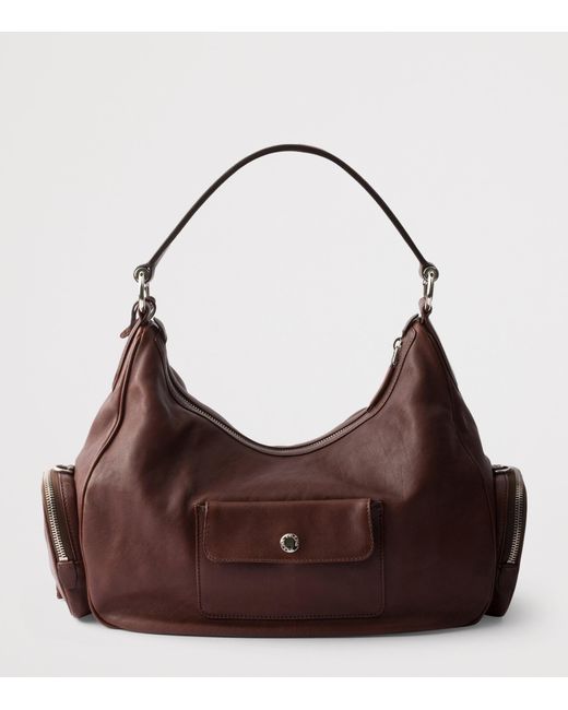 Prada Brown Medium Washed Leather Shoulder Bag