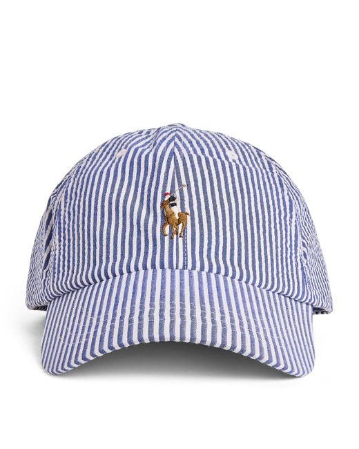 Polo Ralph Lauren Blue Seersucker Polo Pony Baseball Cap