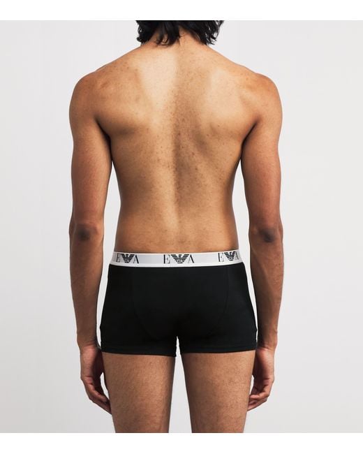 Emporio Armani Black Stretch-Cotton Logo Trunks for men