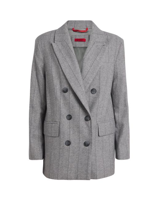 MAX&Co. Gray Wool-Blend Double-Breasted Blazer