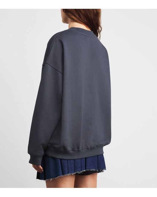 ADANOLA Blue Oversized Varsity Sweatshirt