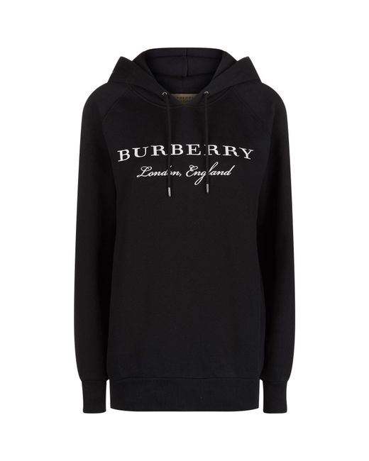 Burberry Black Embroidered Logo Hoodie