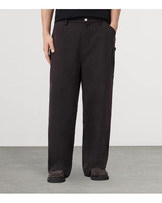 AllSaints Black Organic Cotton Jackson Barrel Trousers for men