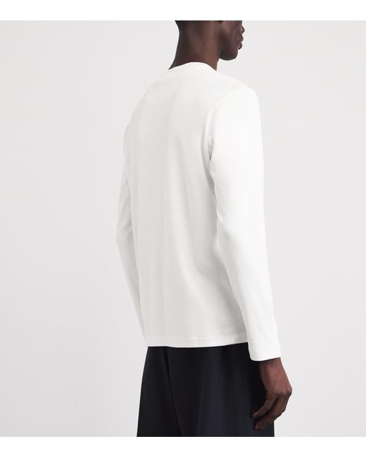 Brioni White Sea Island Cotton Long-Sleeve T-Shirt for men