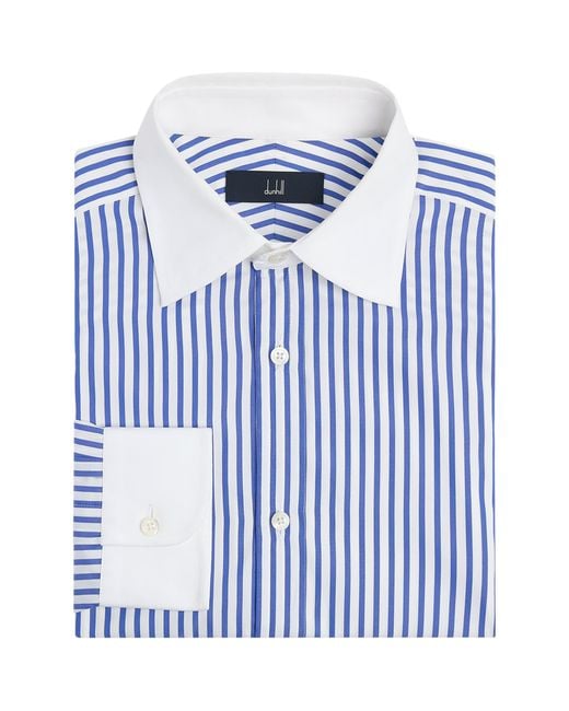 Dunhill Blue Cotton Stripe Shirt for men