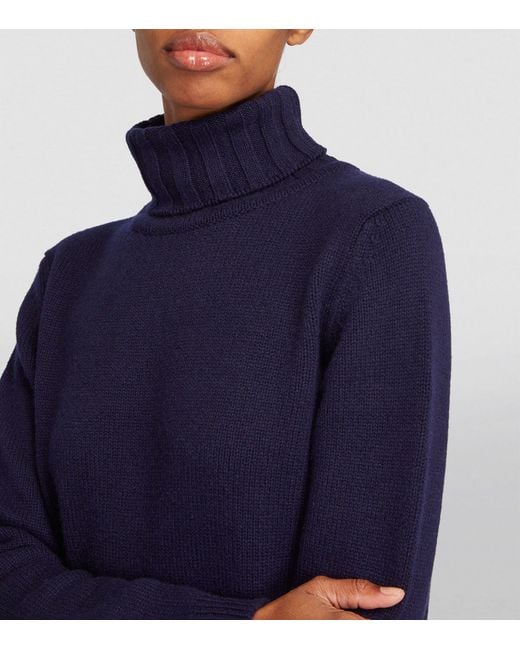 Harrods Blue Cashmere Rollneck Sweater