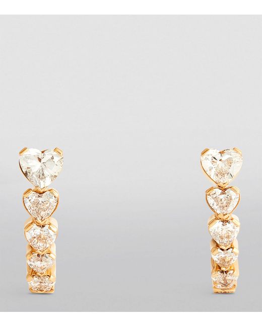 Sophie Bille Brahe Metallic Yellow Gold And Diamond Boucle Coeur Hoop Earrings