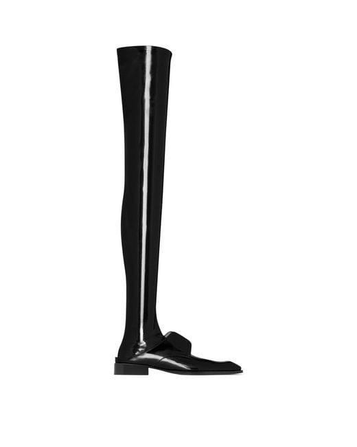 Saint Laurent Black Vinyl Romeo Over-The-Knee Boots for men