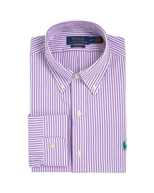 Polo Ralph Lauren Purple Custom-Fit Striped Shirt for men