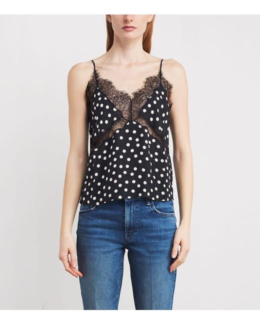 Anine Bing Black Polka Dot Amelia Cami Top
